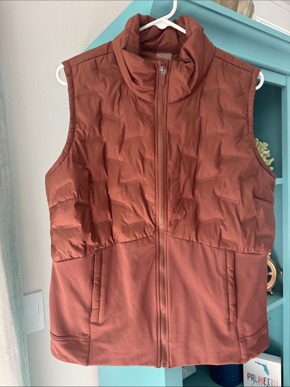 CALIA Quilted Rust Women's Vest with Knit Panels - XL EUC
